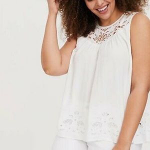 Torrid White Eyelet Lace Babydoll Plus Size Tank